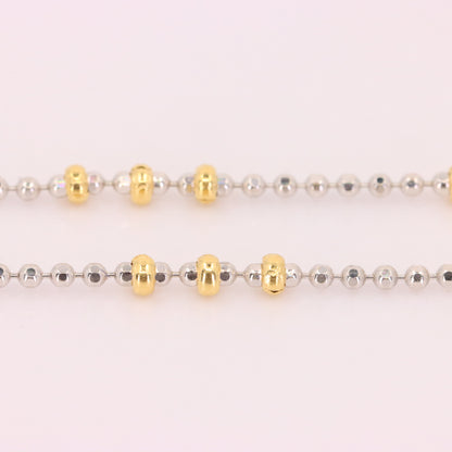 Vintage 18ct Yellow & White Gold Unoerre 16.5 Inch Bead Chain Necklace Boxed Gift