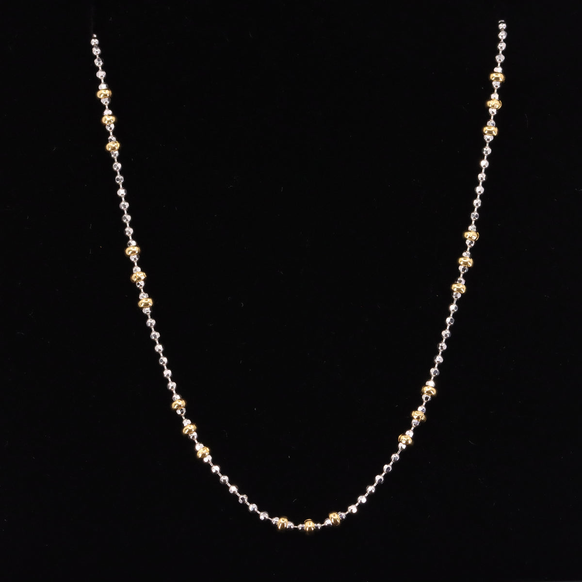 Vintage 18ct Yellow & White Gold Unoerre 16.5 Inch Bead Chain Necklace Boxed Gift