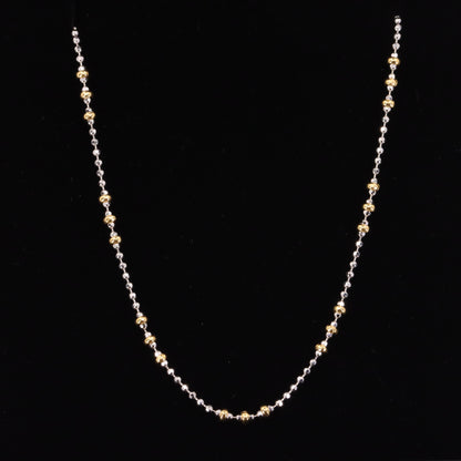 Vintage 18ct Yellow & White Gold Unoerre 16.5 Inch Bead Chain Necklace Boxed Gift