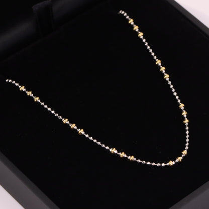 Vintage 18ct Yellow & White Gold Unoerre 16.5 Inch Bead Chain Necklace Boxed Gift