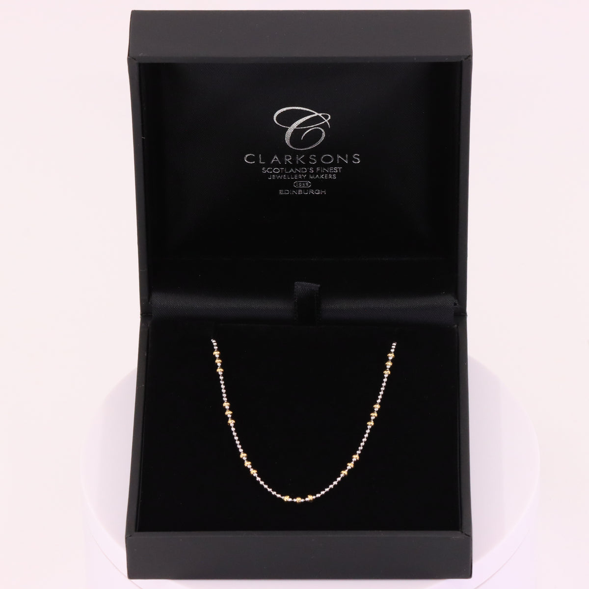Vintage 18ct Yellow & White Gold Unoerre 16.5 Inch Bead Chain Necklace Boxed Gift