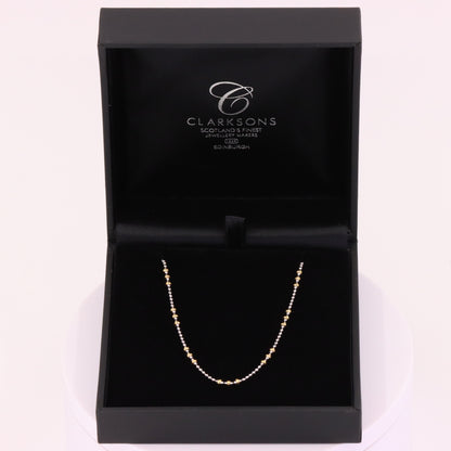Vintage 18ct Yellow & White Gold Unoerre 16.5 Inch Bead Chain Necklace Boxed Gift
