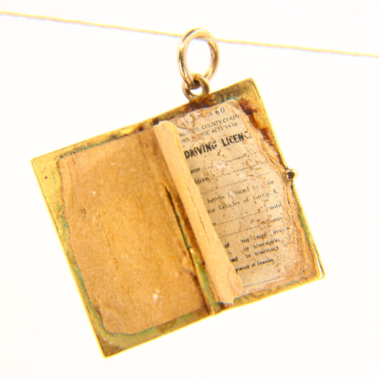 Vintage 9ct Hallmarked Gold Driver’s Licence Charm | UK New Driver Pendant
