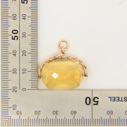 Vintage 9ct Hallmarked Gold Citrine Spinner Pendant Fob Charm Rotating Stone