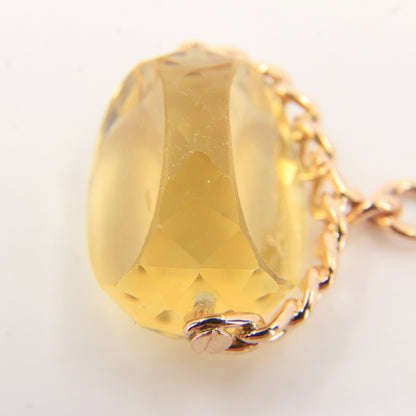 Vintage 9ct Hallmarked Gold Citrine Spinner Pendant Fob Charm Rotating Stone