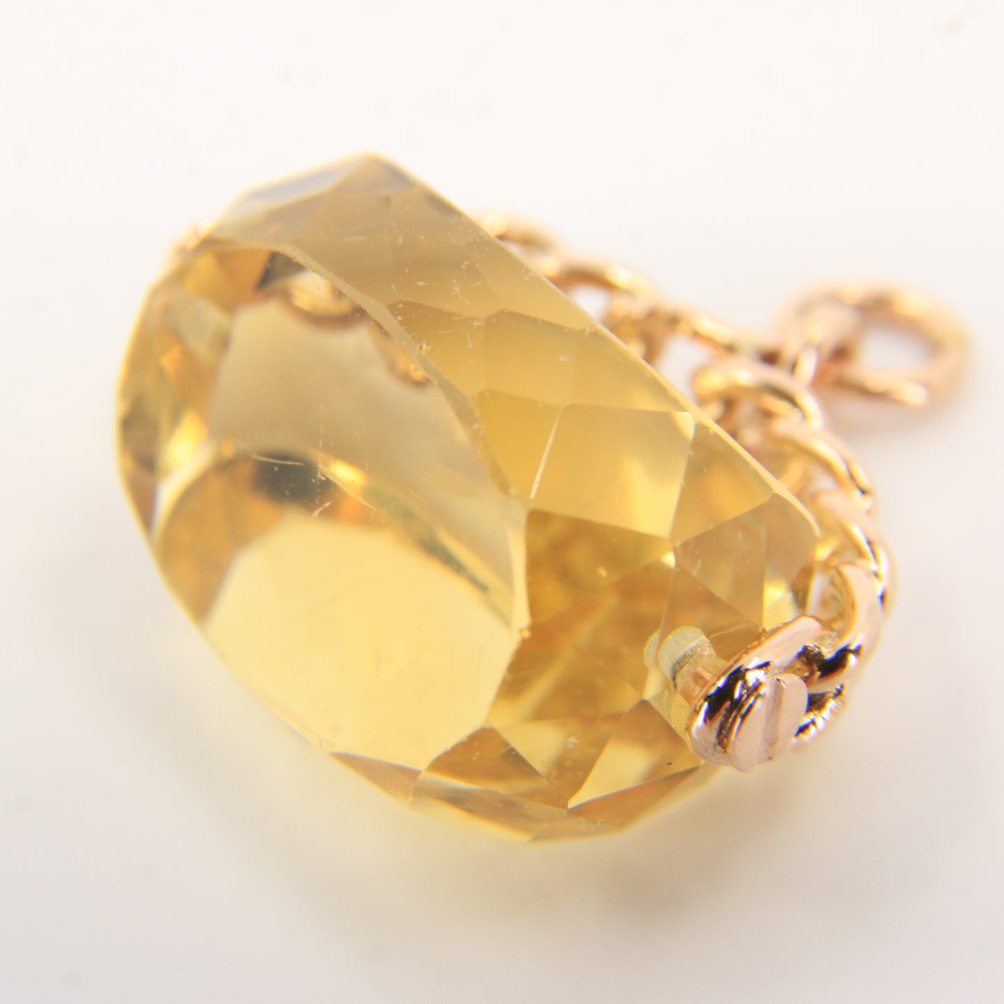 Vintage 9ct Hallmarked Gold Citrine Spinner Pendant Fob Charm Rotating Stone