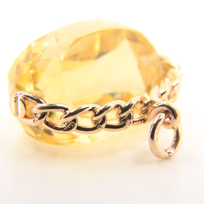 Vintage 9ct Hallmarked Gold Citrine Spinner Pendant Fob Charm Rotating Stone