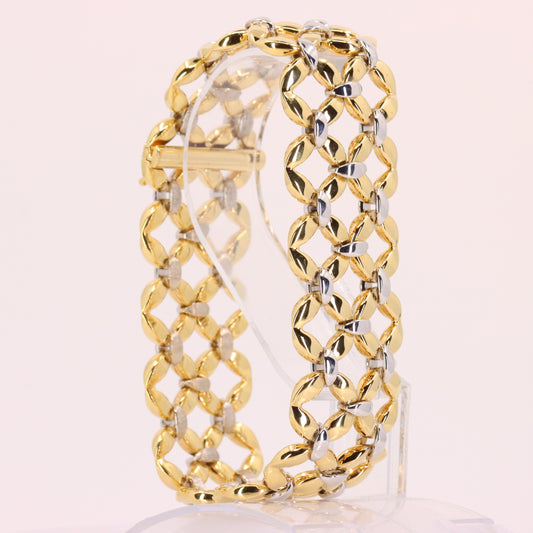 Vintage 18ct Yellow White Gold Italian Chiampesan Fabris 8 Inch Link Bracelet