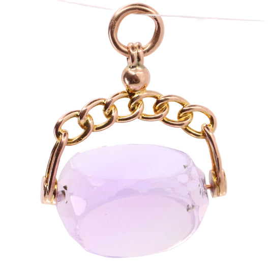 Vintage 9ct Yellow Gold Purple Spinel Spinner Pendant Drop Fob Charm Gift