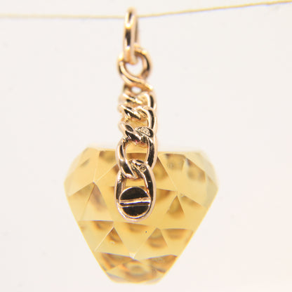 Vintage 9ct Hallmarked Gold Citrine Spinner Pendant Fob Charm Rotating Stone