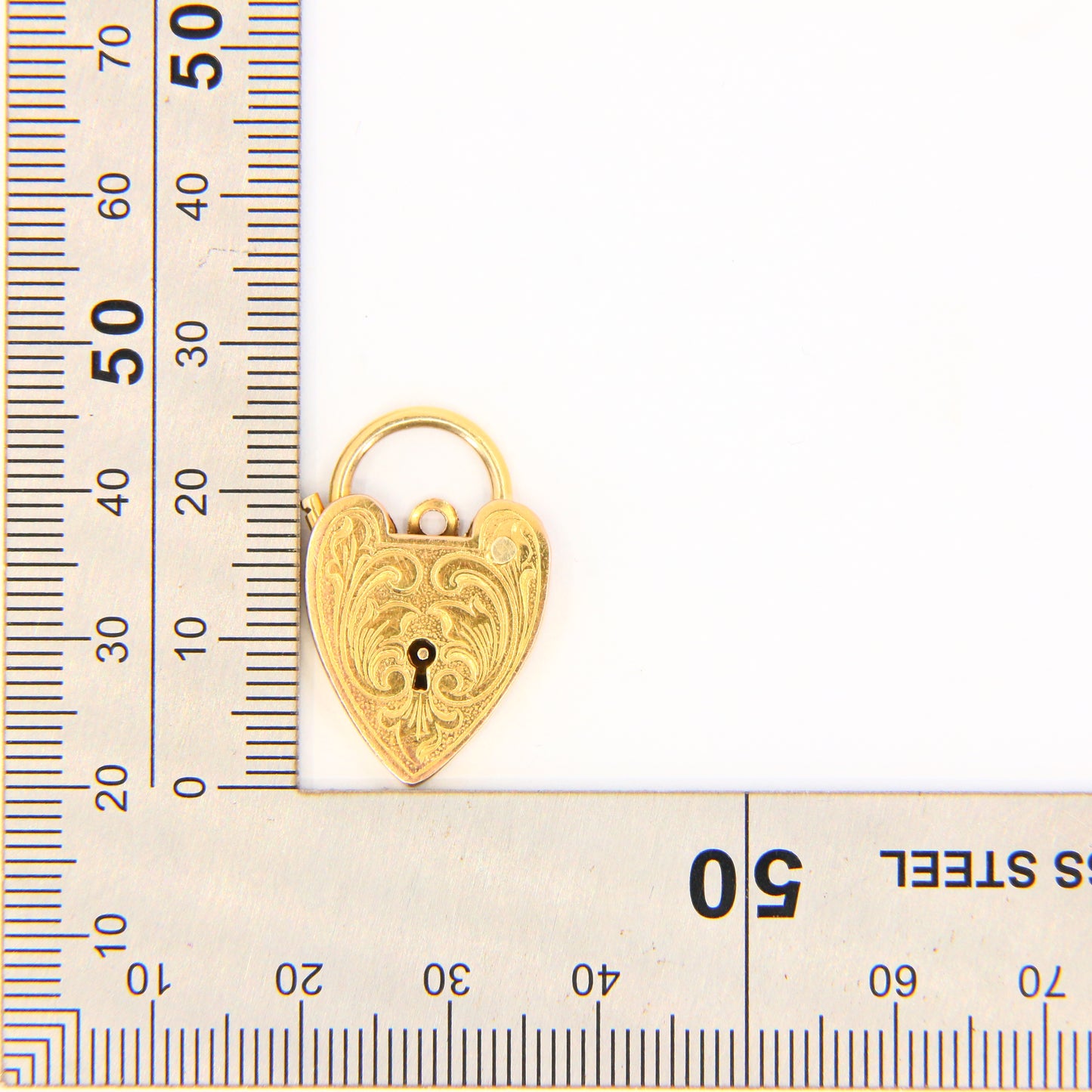 Vintage 9ct Engraved Heart Lock Gold Charm Padlock Closer Pendant Hallmarked