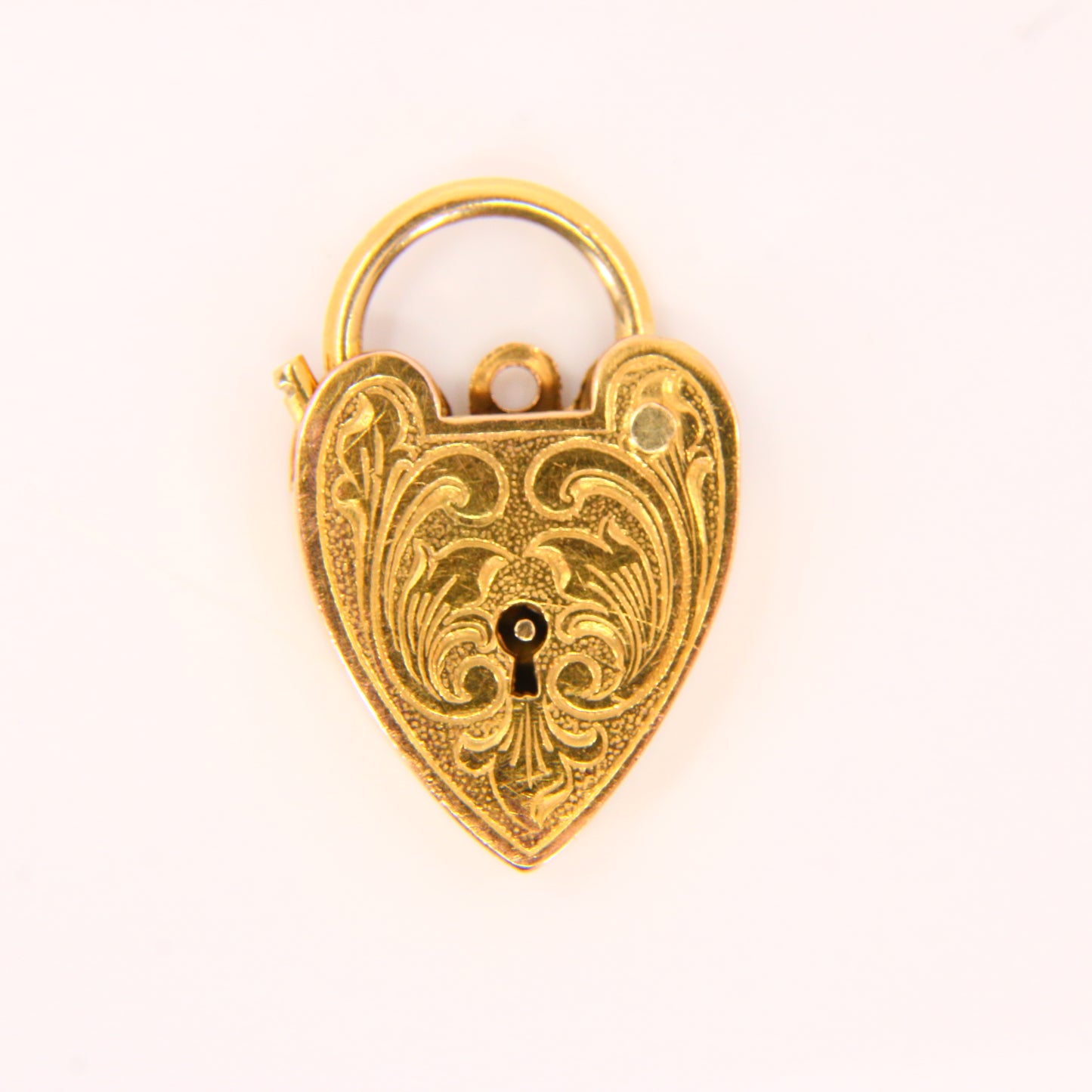 Vintage 9ct Engraved Heart Lock Gold Charm Padlock Closer Pendant Hallmarked