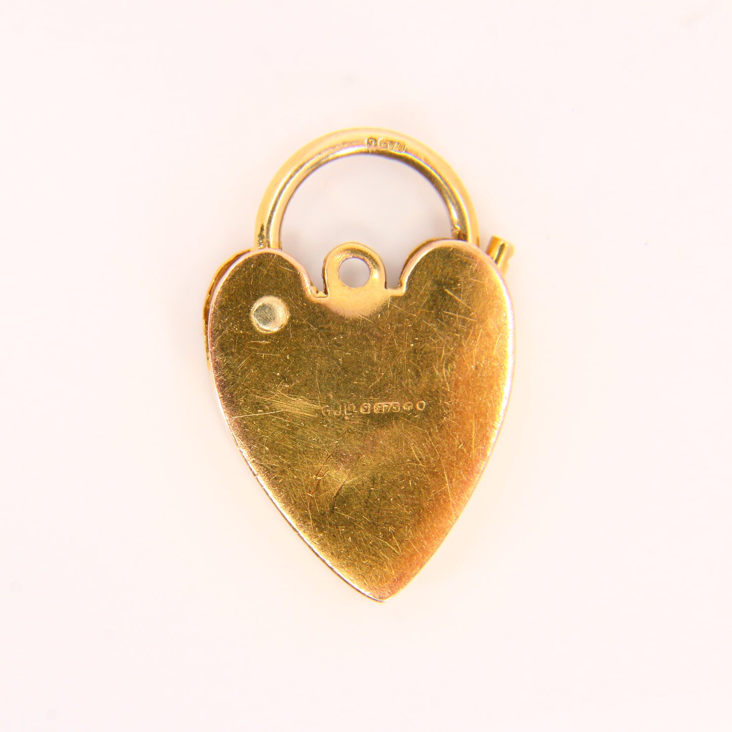 Vintage 9ct Engraved Heart Lock Gold Charm Padlock Closer Pendant Hallmarked