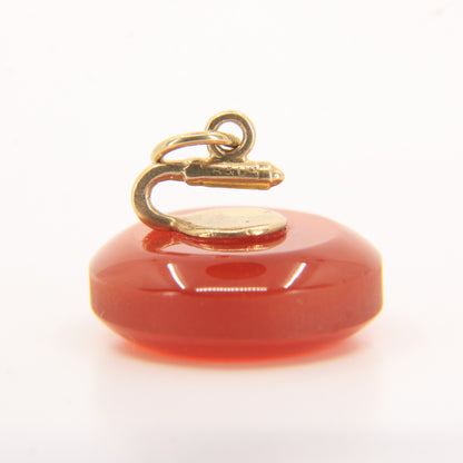 Vintage 9ct Hallmarked Yellow Gold Carnelian Curling Stone Charm Pendant Gift