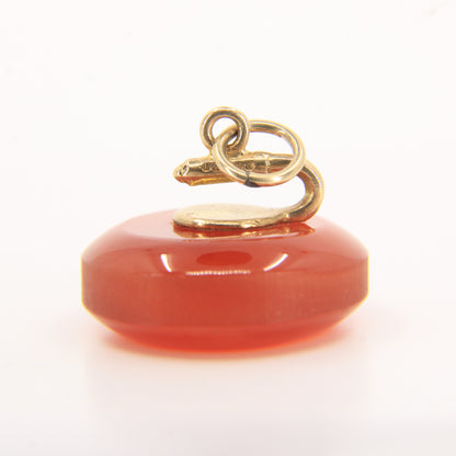 Vintage 9ct Hallmarked Yellow Gold Carnelian Curling Stone Charm Pendant Gift