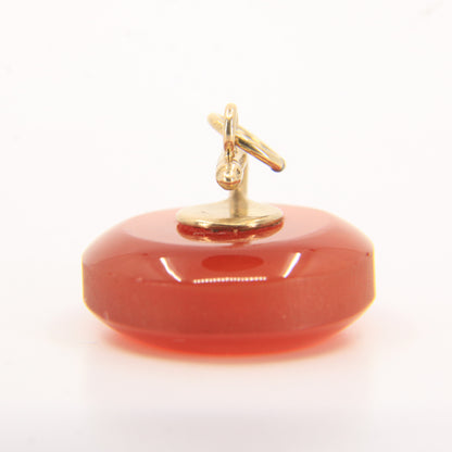 Vintage 9ct Hallmarked Yellow Gold Carnelian Curling Stone Charm Pendant Gift
