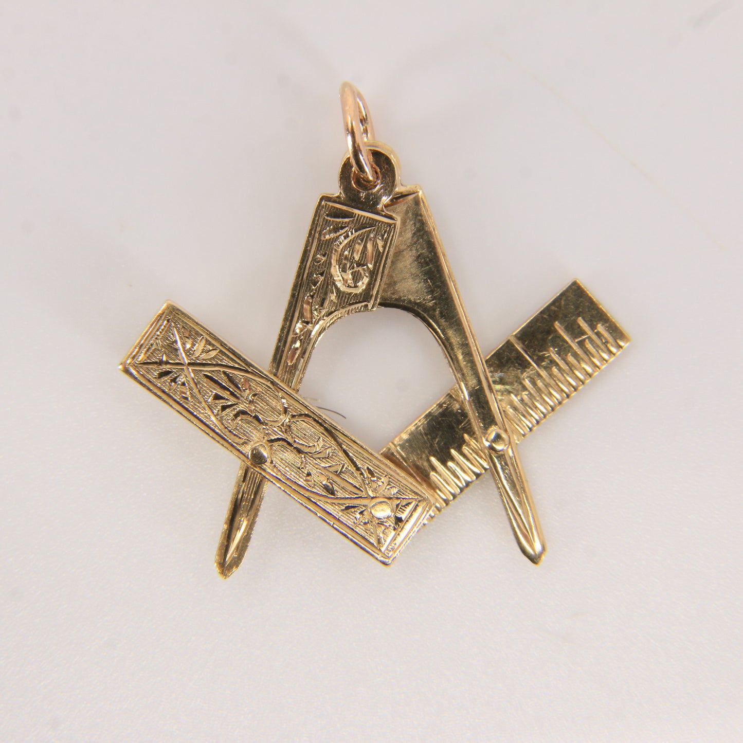 Vintage 9ct Gold Hallmarked Masonic Folding Pendant Compass Square Freemason