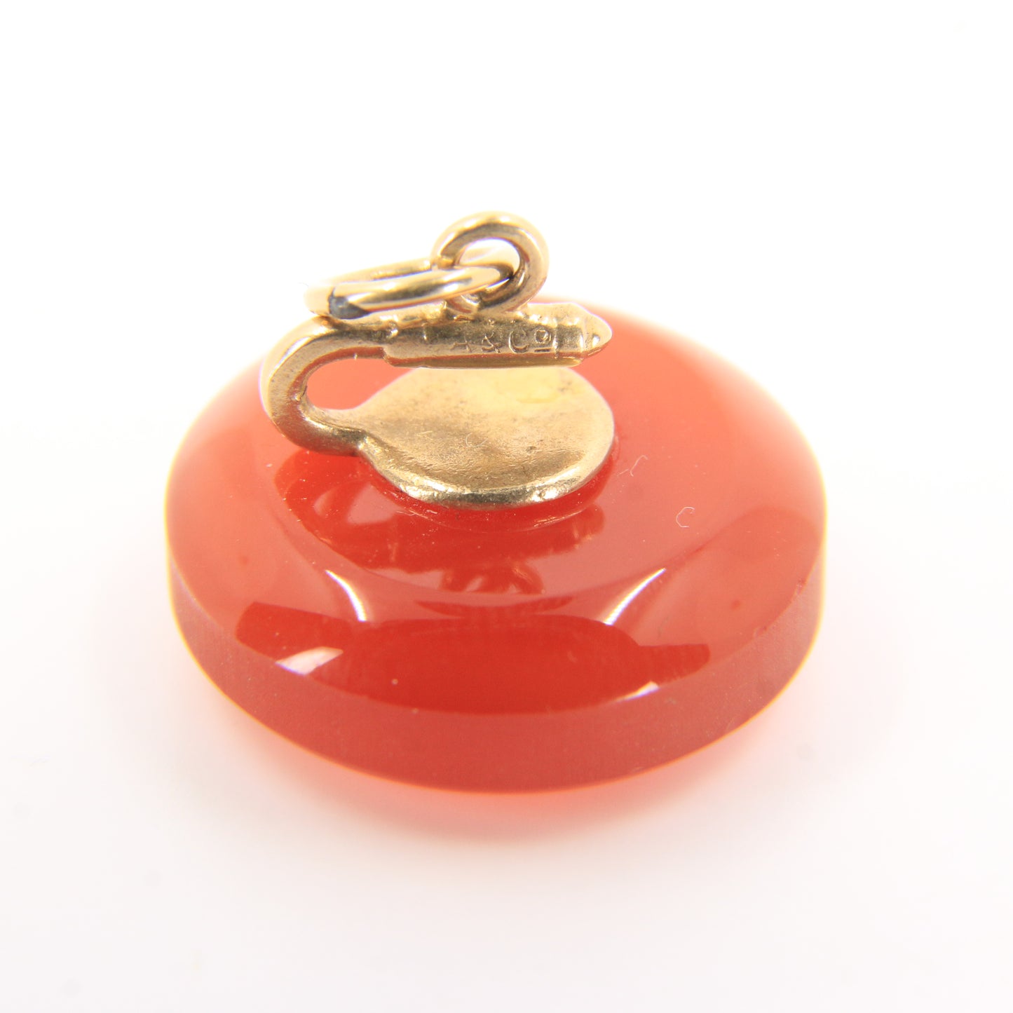 Vintage 9ct Hallmarked Yellow Gold Carnelian Curling Stone Charm Pendant Gift