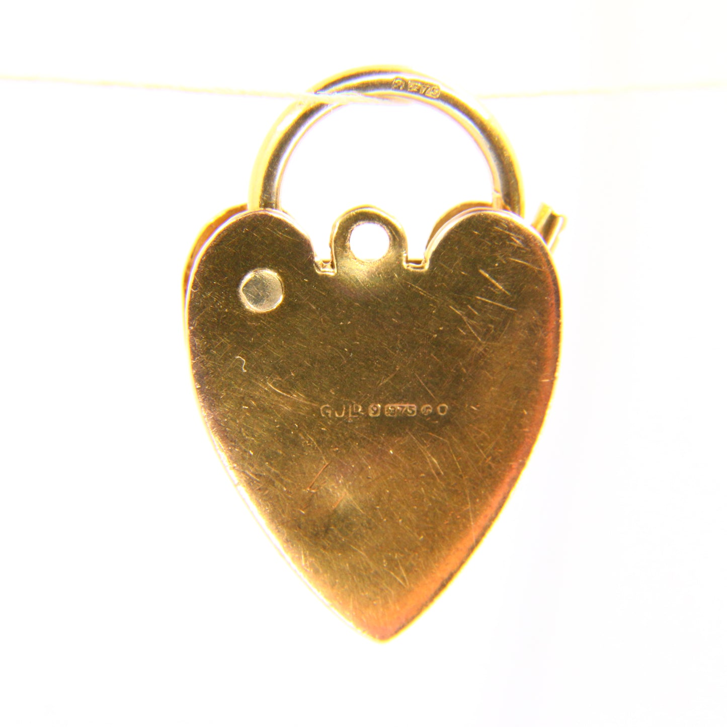 Vintage 9ct Engraved Heart Lock Gold Charm Padlock Closer Pendant Hallmarked