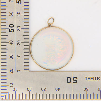 Vintage 9ct Gold Owl Intaglio Glass Pendant Moon Design Round Charm Gift