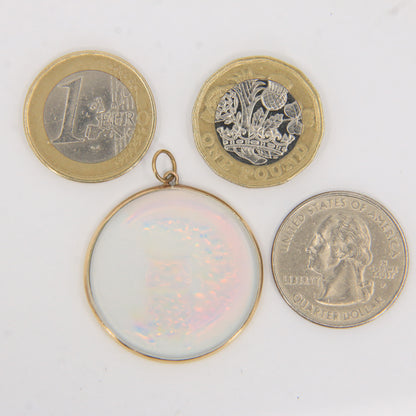 Vintage 9ct Gold Owl Intaglio Glass Pendant Moon Design Round Charm Gift