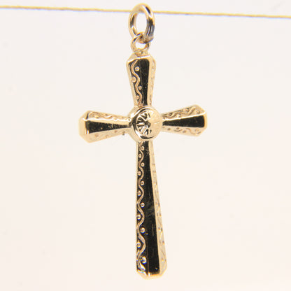 Vintage 9ct Hallmarked Gold Cross Pendant – Solid Religious Charm