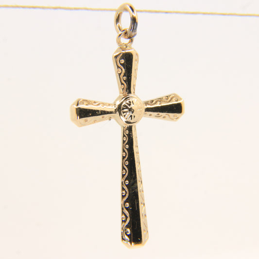 Vintage 9ct Hallmarked Gold Cross Pendant – Solid Religious Charm