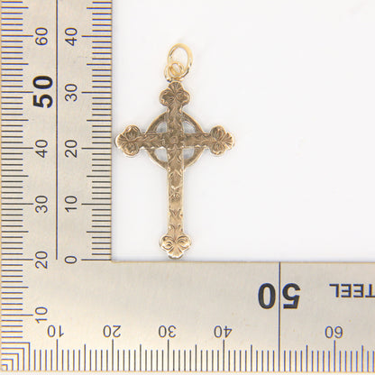 Antique 9ct Hallmarked Gold Cross – P.Bros Solid Gold Pendant Charm