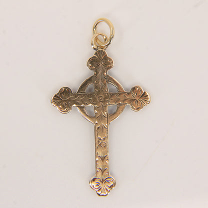 Antique 9ct Hallmarked Gold Cross – P.Bros Solid Gold Pendant Charm