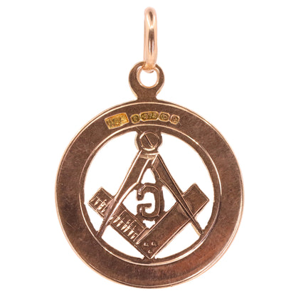 Antique 9ct Hallmarked Gold Masonic G Pendant Fob Loyalty Charm Freemason Gift