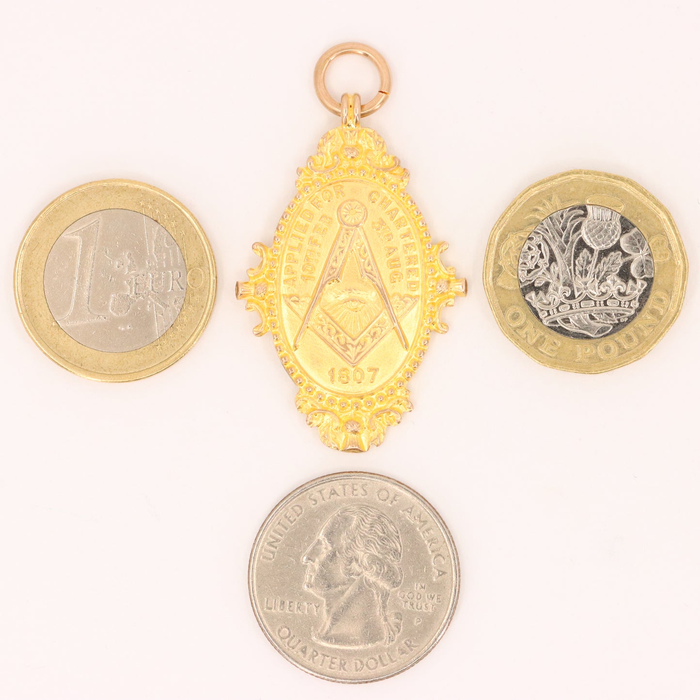 Antique 9ct Hallmarked Gold Glasgow Masonic Lodge Pendant Fob Charm 1907 Gift