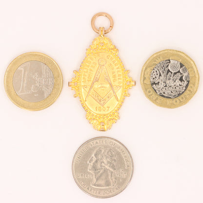 Antique 9ct Hallmarked Gold Glasgow Masonic Lodge Pendant Fob Charm 1907 Gift