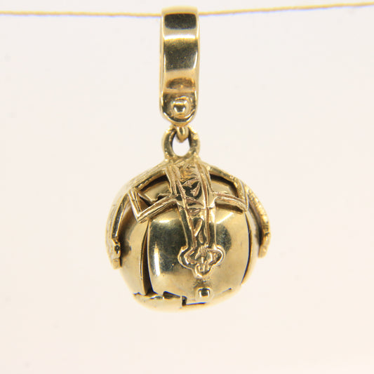 Vintage 9ct Gold Hallmarked Masonic Ball Pendant Folding Orb Cross Engraved