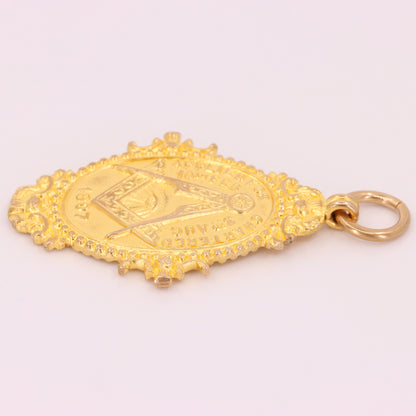 Antique 9ct Hallmarked Gold Glasgow Masonic Lodge Pendant Fob Charm 1907 Gift