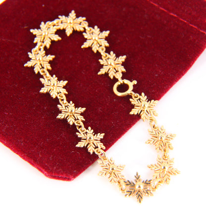 Vintage Snowflake Bracelet 9 Carat Gold Chain Bracelet