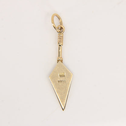 Vintage 9ct Gold Hallmarked Masonic Trowel Pendant Blue Enamel Freemason Charm