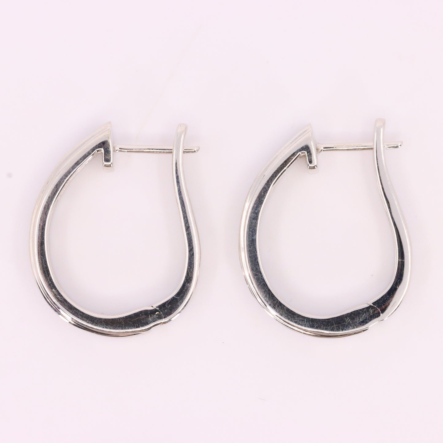 Vintage 9ct Hallmarked White Gold Hoop Earrings Diamond Baguette Set Boxed Gift