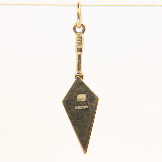 Vintage 9ct Gold Hallmarked Masonic Trowel Pendant Blue Enamel Freemason Charm