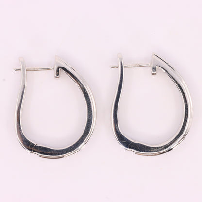 Vintage 9ct Hallmarked White Gold Hoop Earrings Diamond Baguette Set Boxed Gift