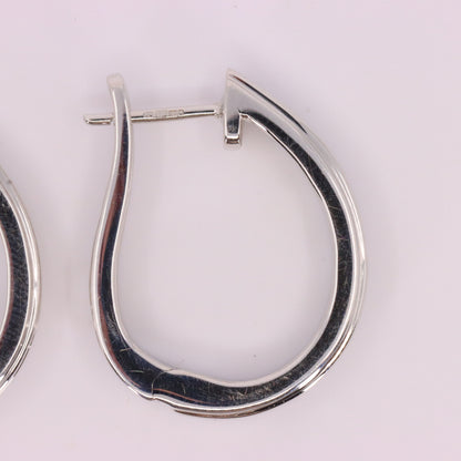 Vintage 9ct Hallmarked White Gold Hoop Earrings Diamond Baguette Set Boxed Gift