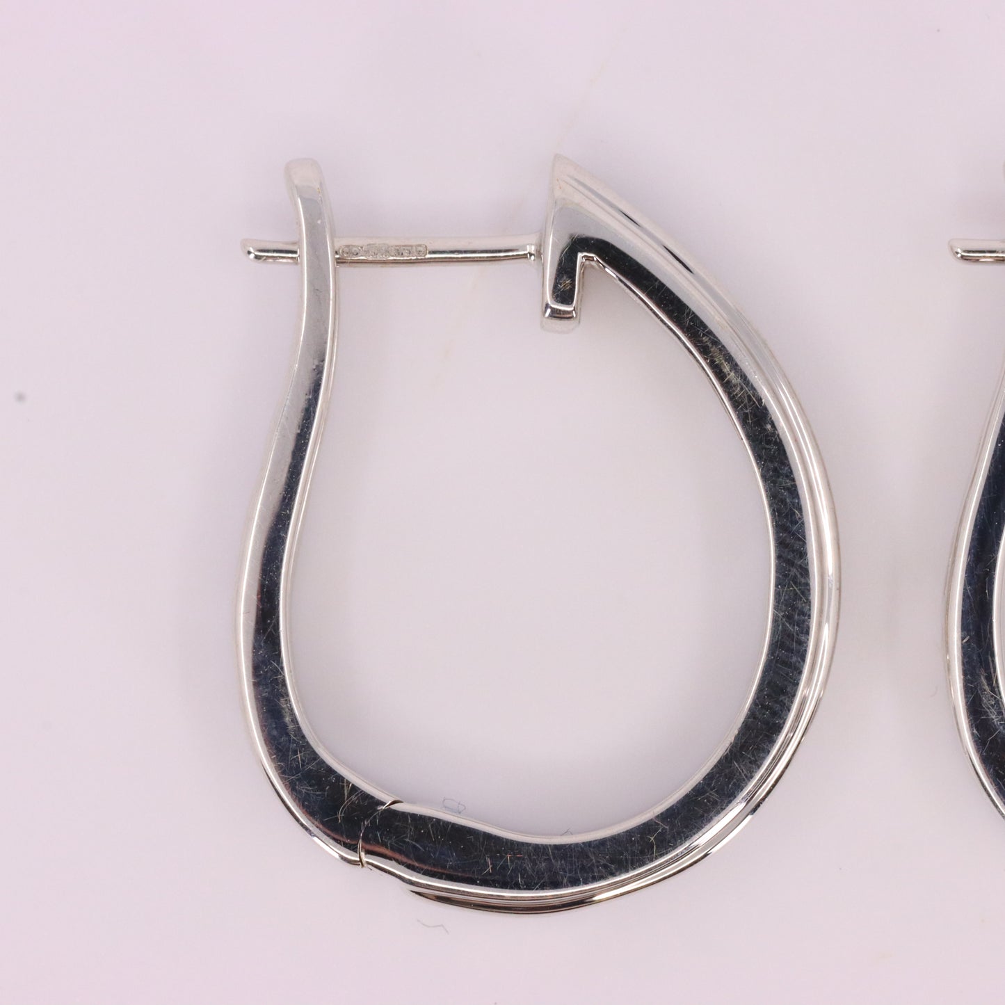Vintage 9ct Hallmarked White Gold Hoop Earrings Diamond Baguette Set Boxed Gift