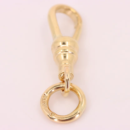 Antique 9ct Hallmarked Yellow Gold Swivel Dog Clip Clasp Jewellery Charm Holder