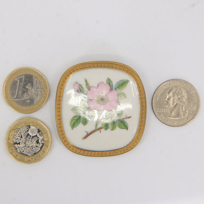 Vintage Georg Jensen Royal Copenhagen Flora Danica Wild Rose Silver Brooch Pendant