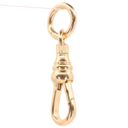 Antique 9ct Hallmarked Yellow Gold Swivel Dog Clip Clasp Jewellery Charm Holder