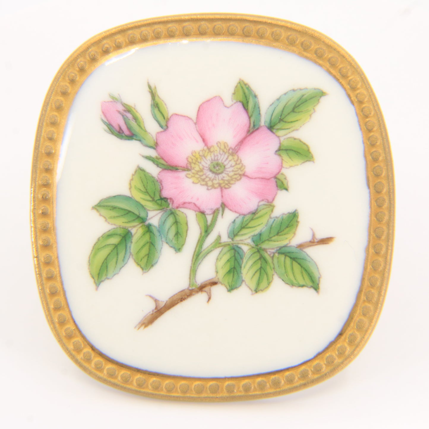 Vintage Georg Jensen Royal Copenhagen Flora Danica Wild Rose Silver Brooch Pendant