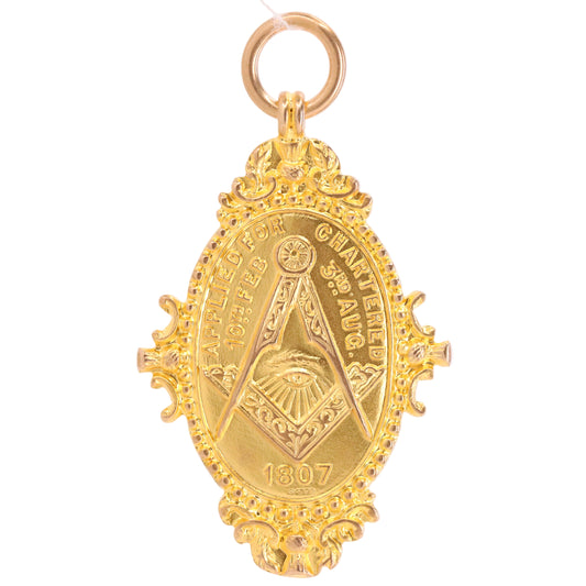 Antique 9ct Hallmarked Gold Glasgow Masonic Lodge Pendant Fob Charm 1907 Gift