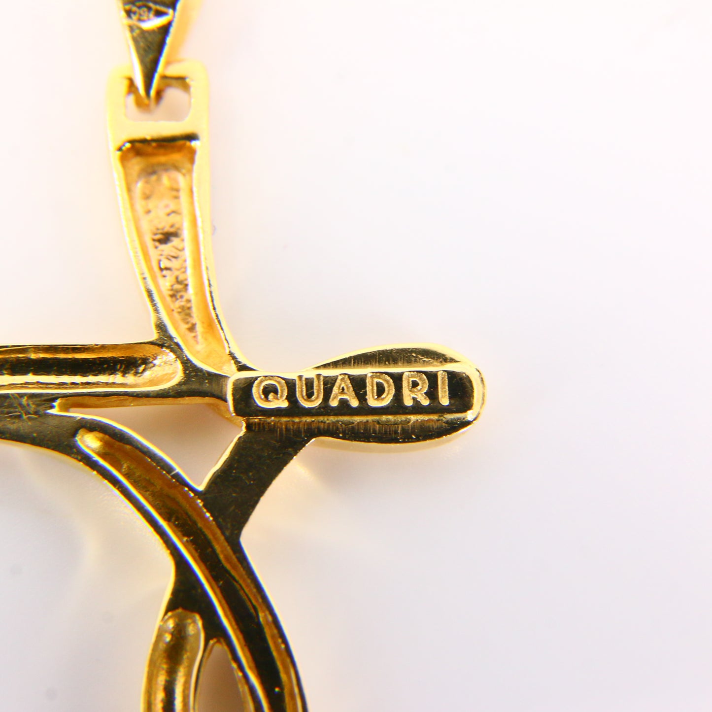 Vintage 18K Gold Modern 3 Tone Art Wavey Cross 18ct Pendant Yellow Gold Charm