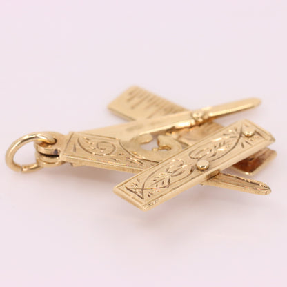 Vintage 9ct Hallmarked Gold Folding Masonic G Fob Loyalty Charm Freemason Gift