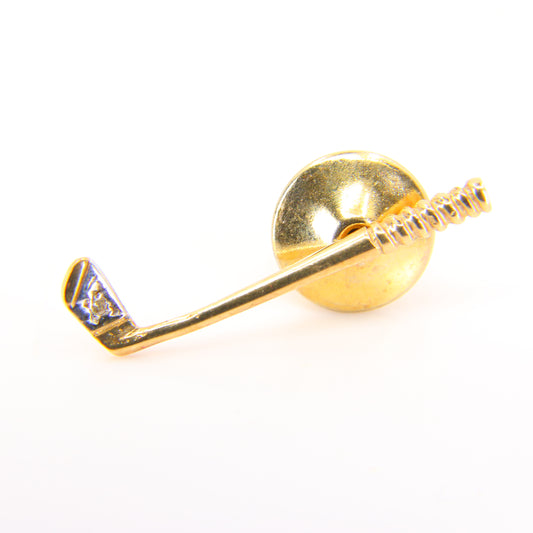 Vintage 9ct Golfing Tie Pin Wedge Golf Club Gold Fine Jewellery Suit Jacket Stud