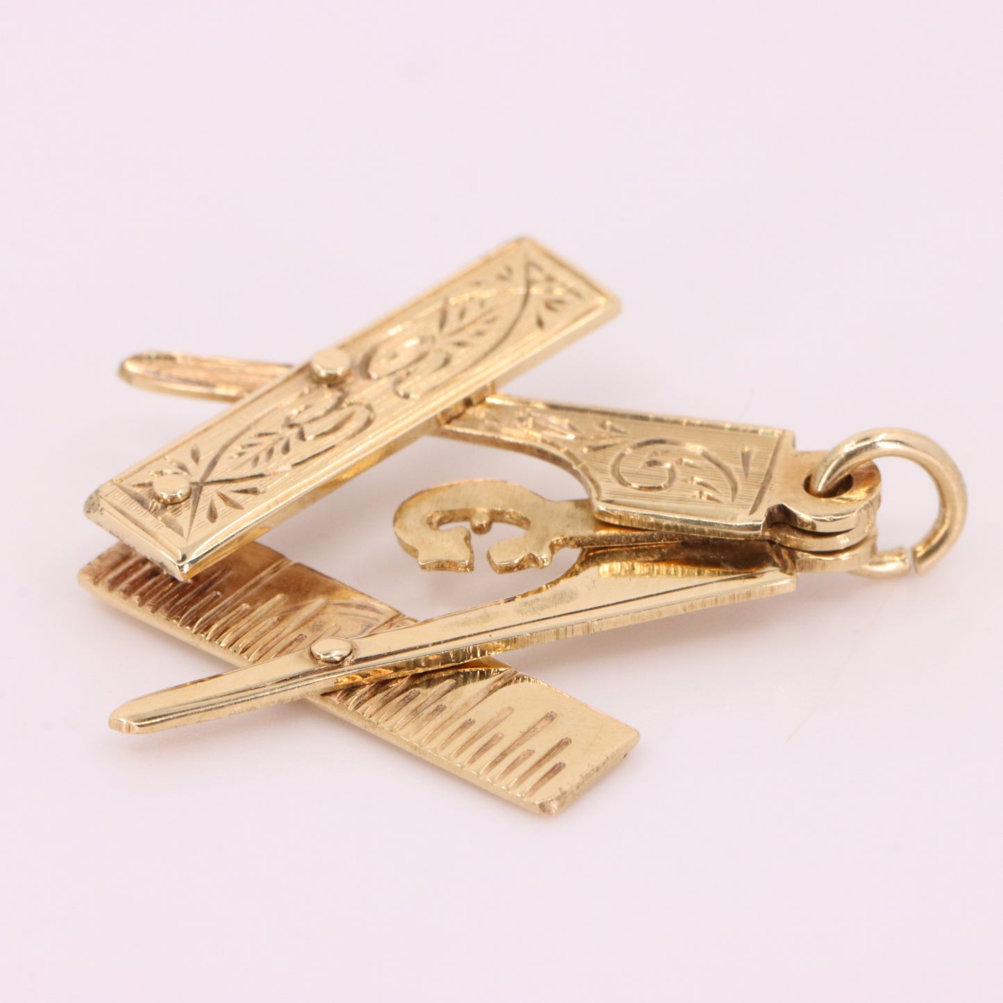 Vintage 9ct Hallmarked Gold Folding Masonic G Fob Loyalty Charm Freemason Gift